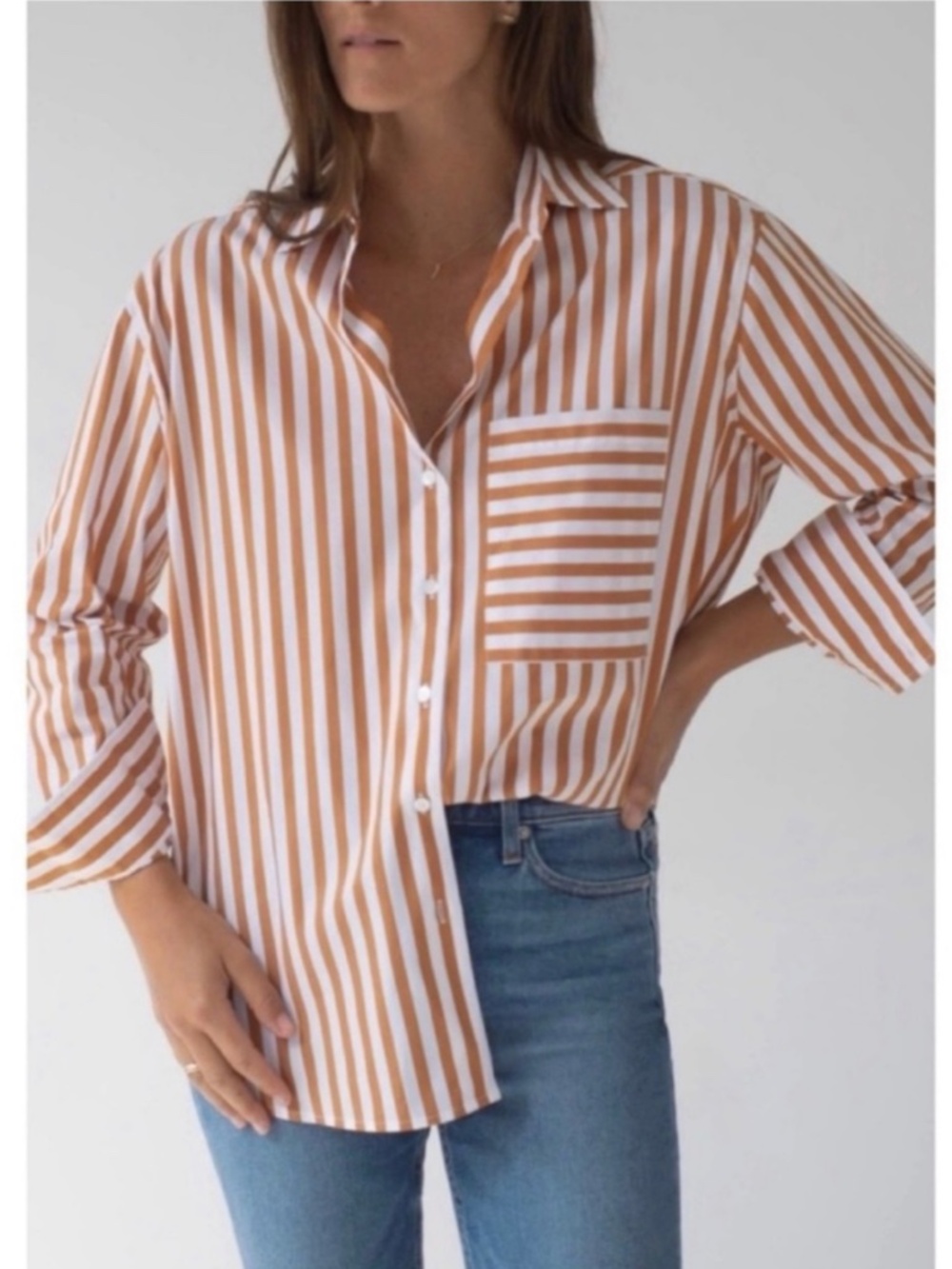 AYR Apertif Orange Striped Deep End Button Down Shirt Small